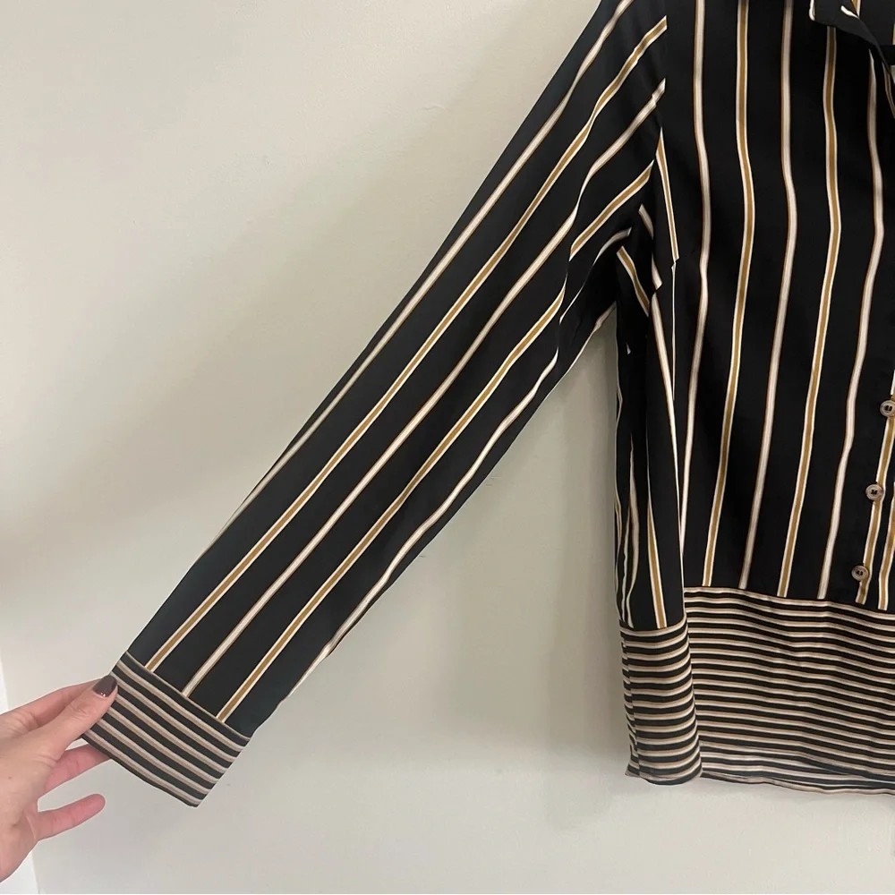 Women’s Striped Button-Down Work Top Office Business Careerwear Career Spring - Picture 2 of 7